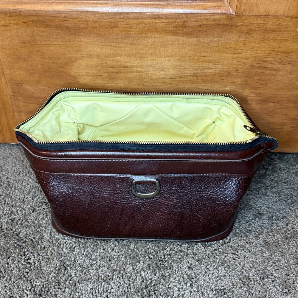 VINTAGE ROLFS DOPP KIT IN BROWN LEATHER TOILETRY SHAVING BAG M48